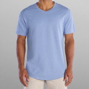 BYLT Basics Premium Lux Drop Cut V-Neck T-Shirt | Atlantic Blue | Medium